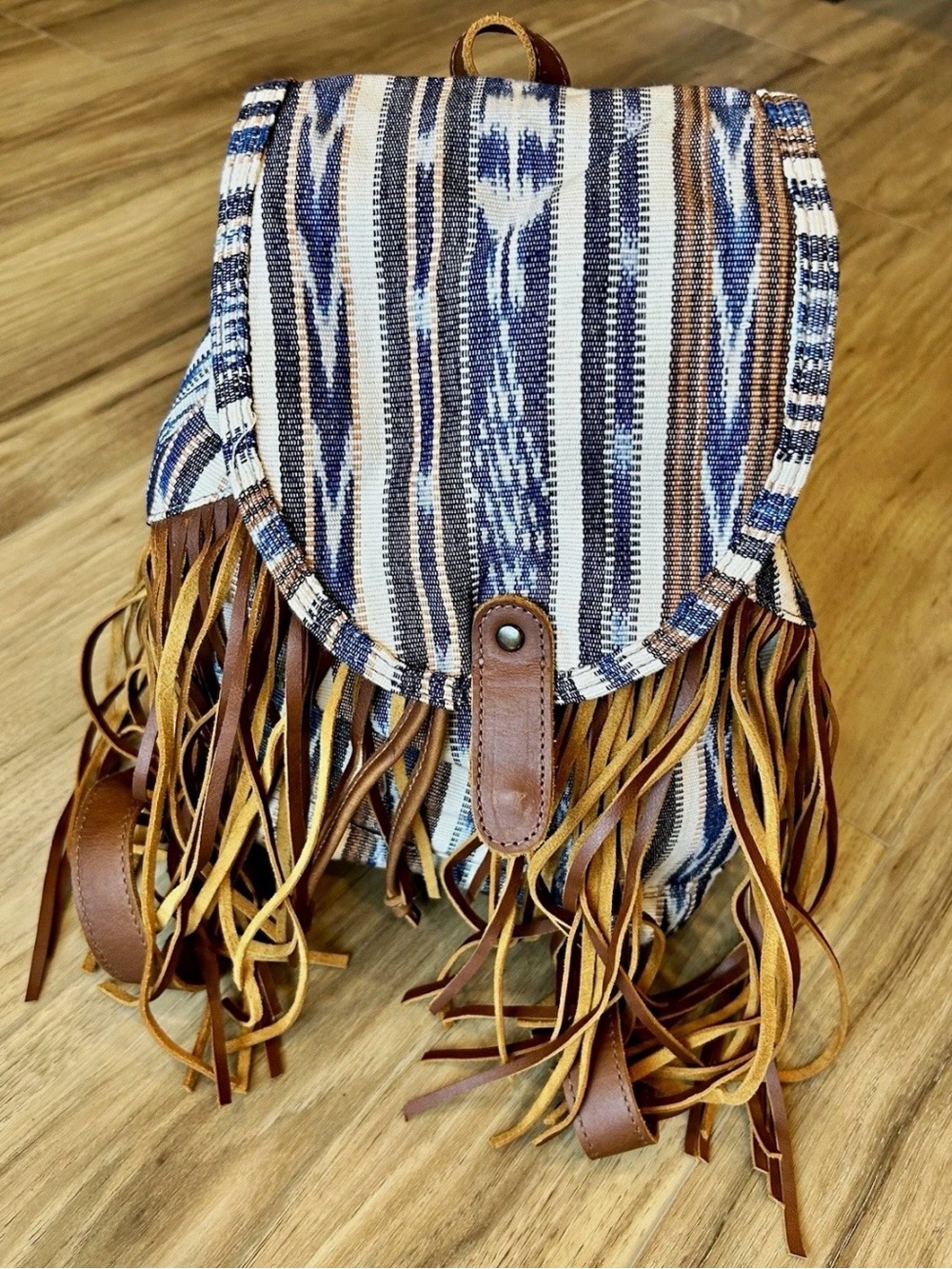 Nena & Co. Guatemala Fringe Drawstring Backpack